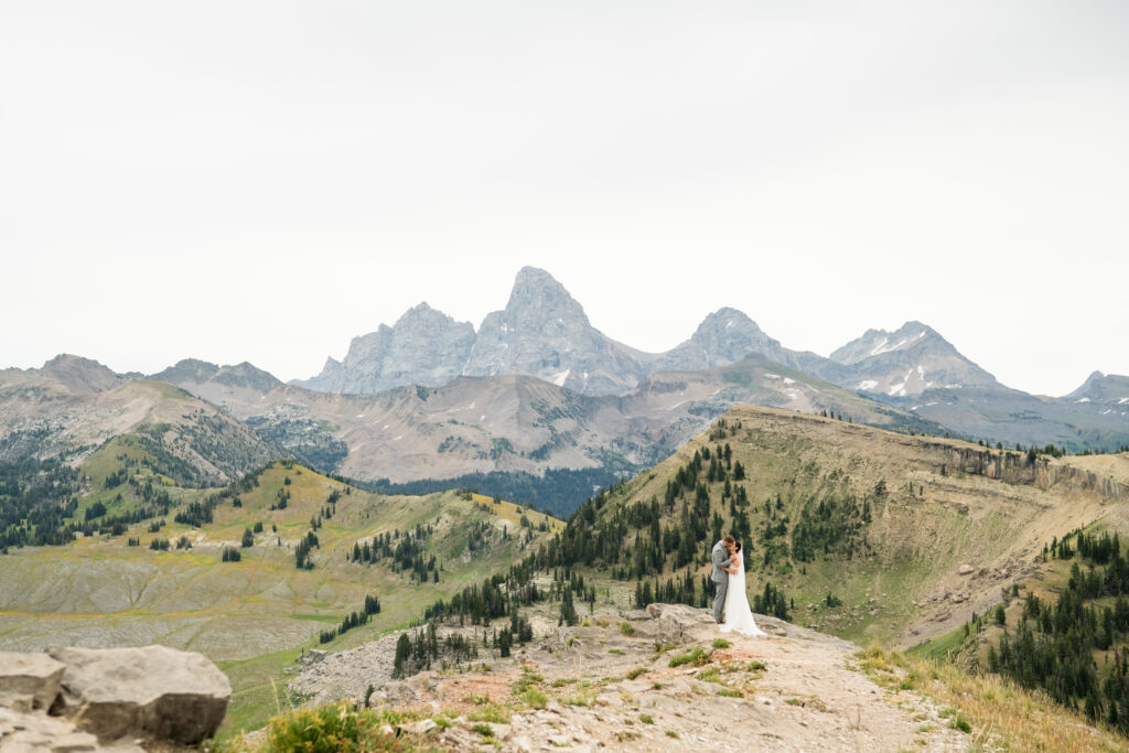 Wedding couple at grand targhee ski resort