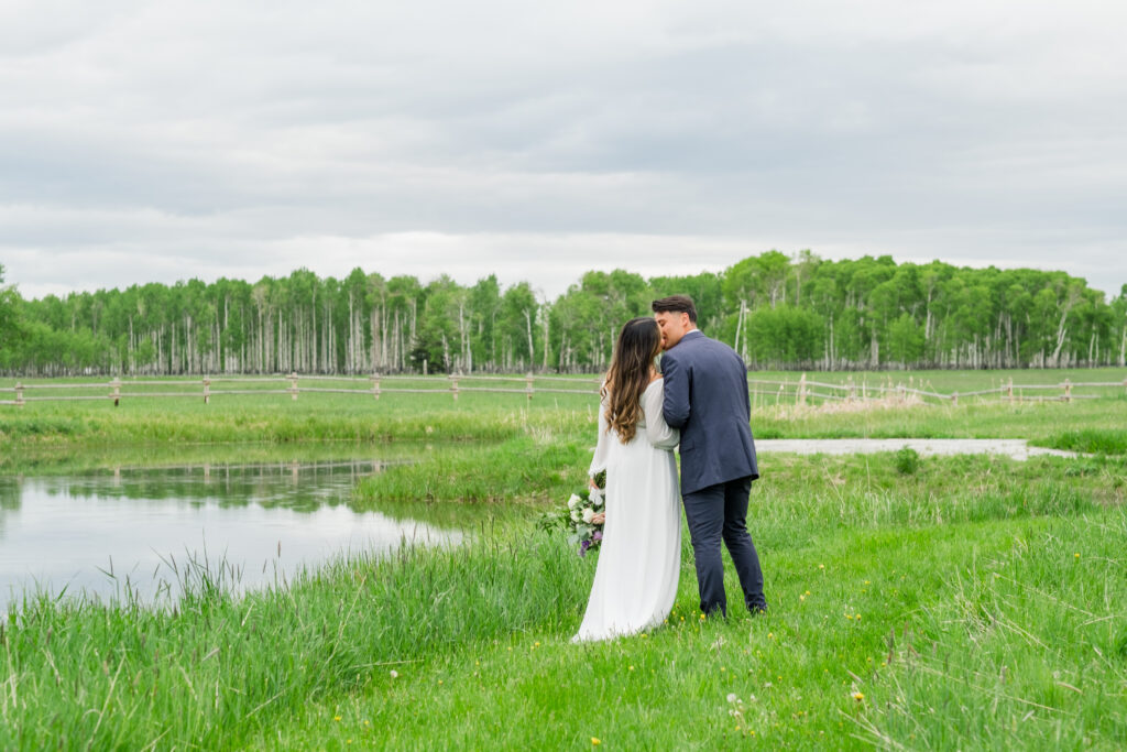 snake river ranch couple getting wedding photos