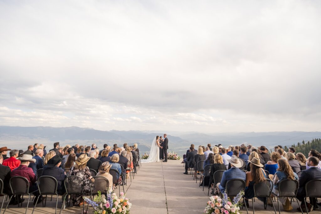 Wedding ceremony at rendezvous lodge in jackson hole