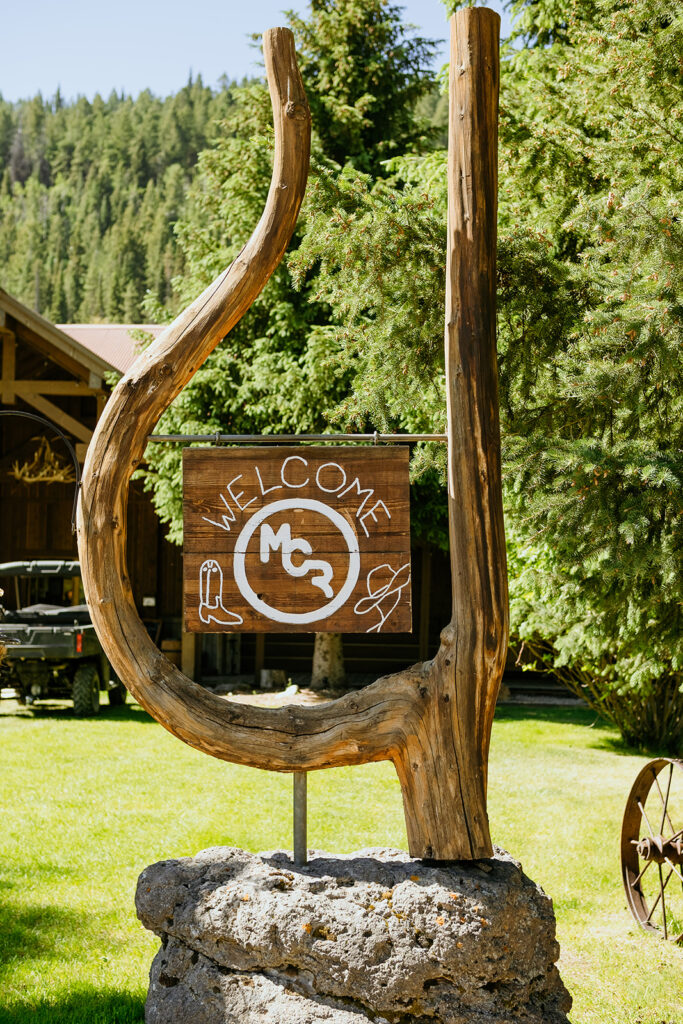 Welcome sign for moose creek ranch in Victor, Idaho 