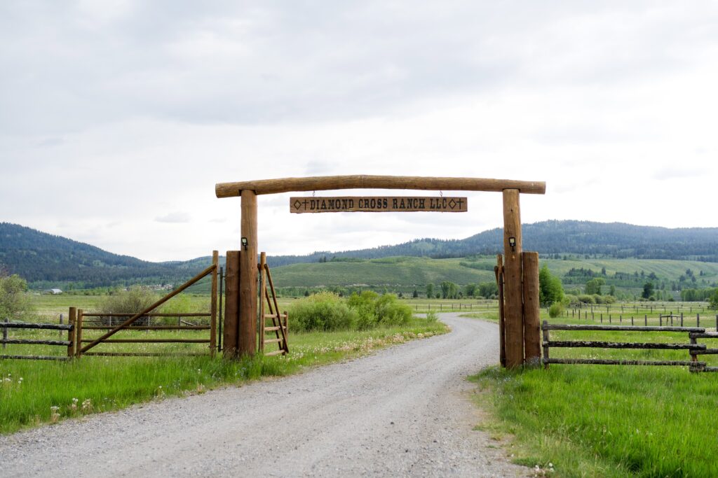 Sign for diamond cross ranch in jackson hole wyoming