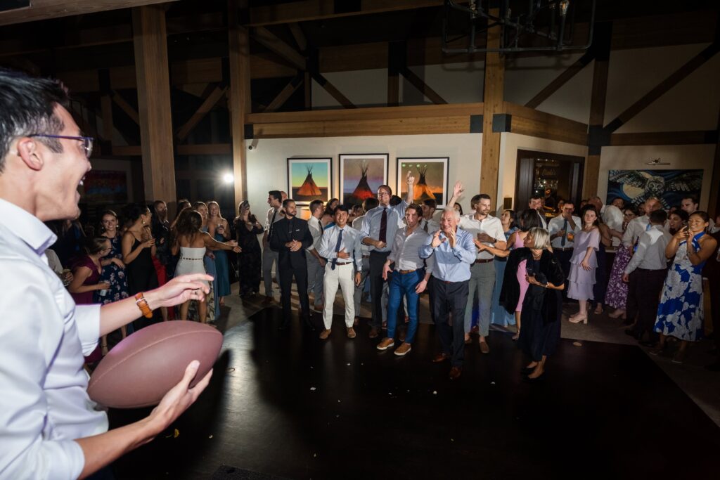 football toss at wedding reception