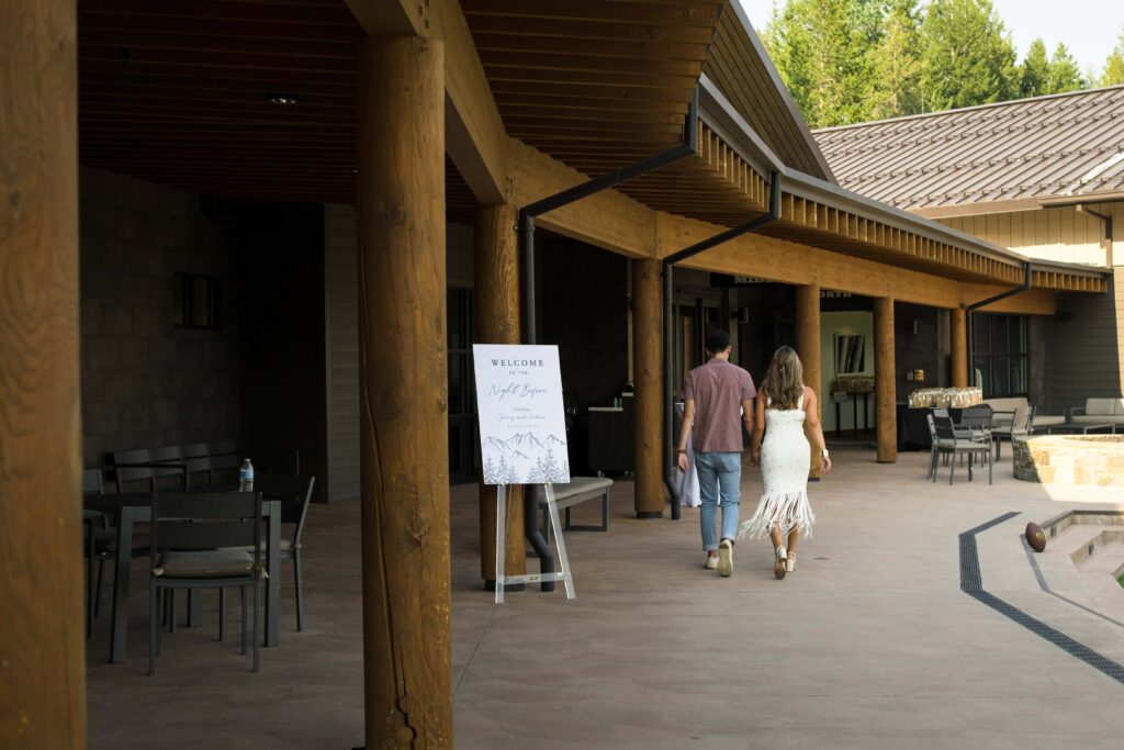couple enjoys the celebration before their wedding day at jackson hole mountain resort