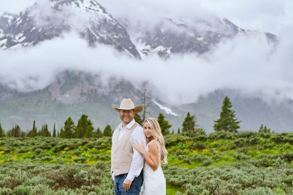 bride and groom grand teton wedding portraits