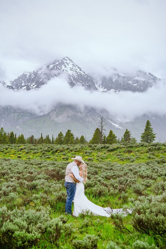 bride and groom grand teton wedding portraits