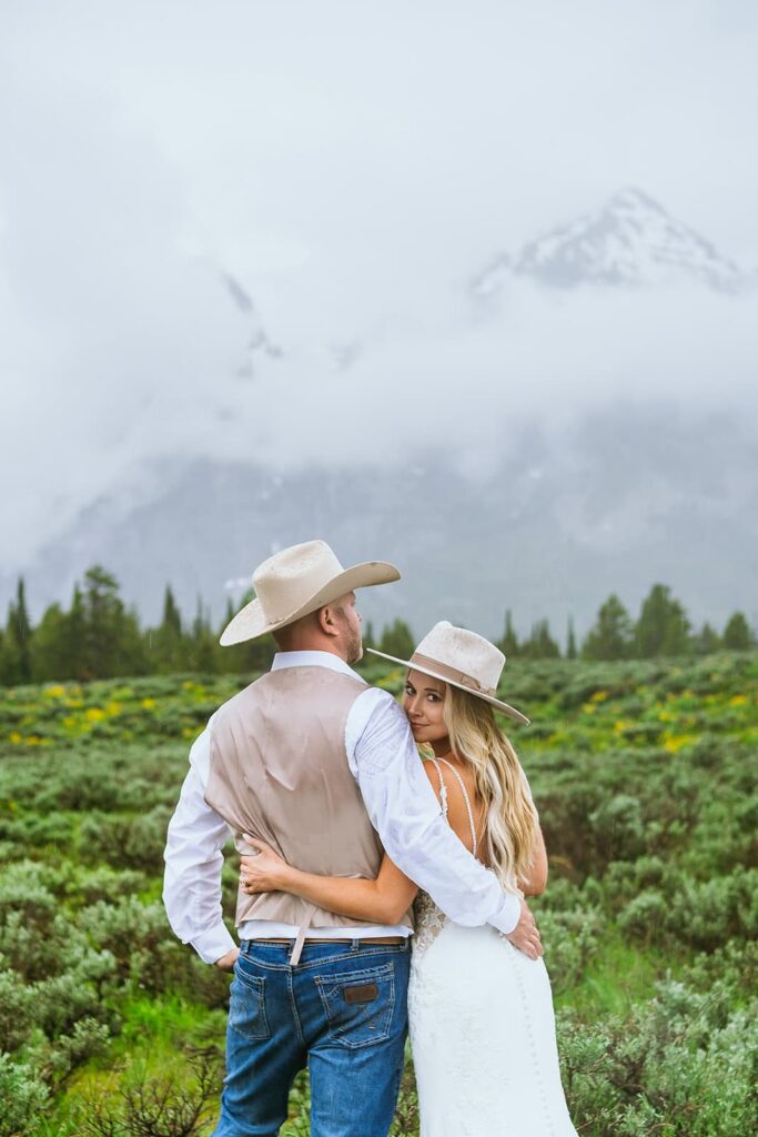 bride and groom grand teton wedding portraits