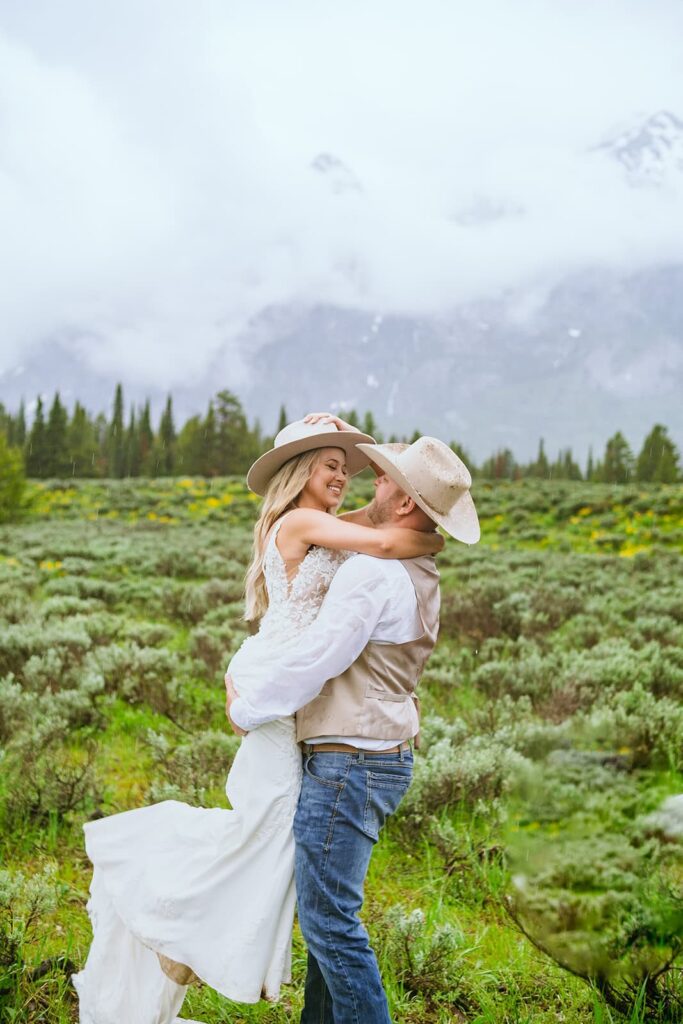 bride and groom grand teton wedding portraits