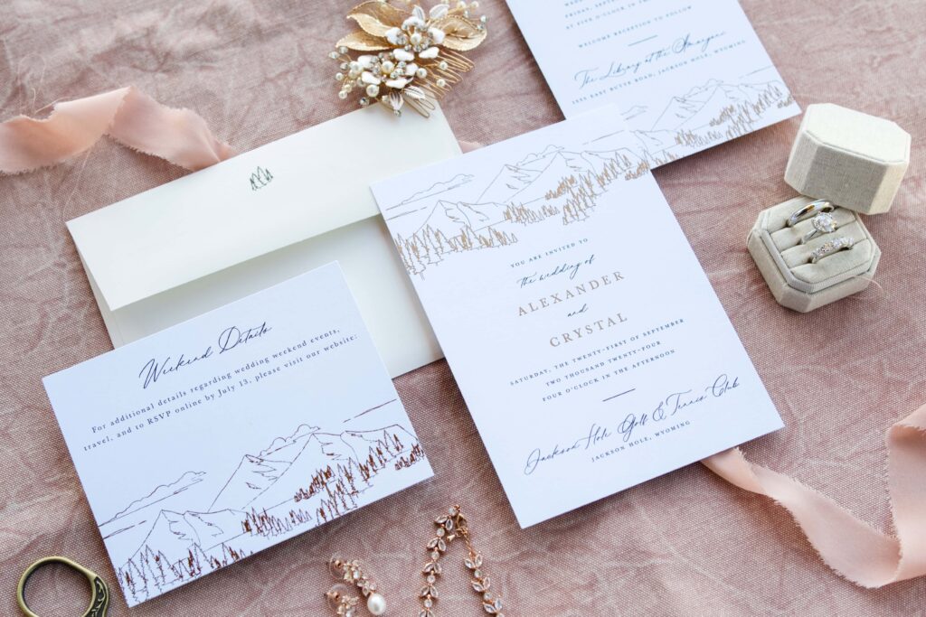 Decorative flat lay for wedding details