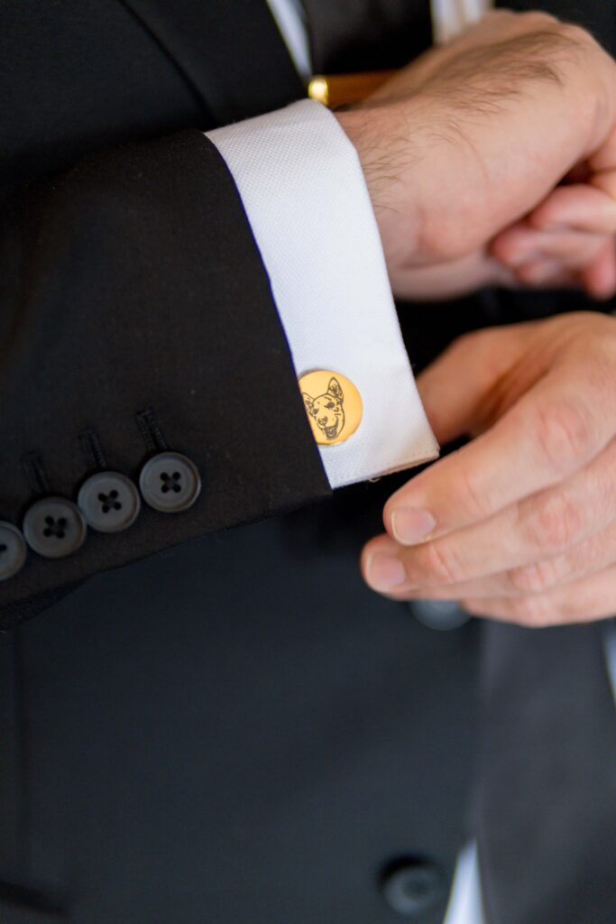 cufflinks with dog, wedding groom