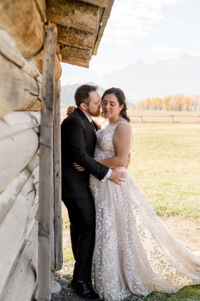 Bride and Groom at Mormon row, Grand Teton National Park