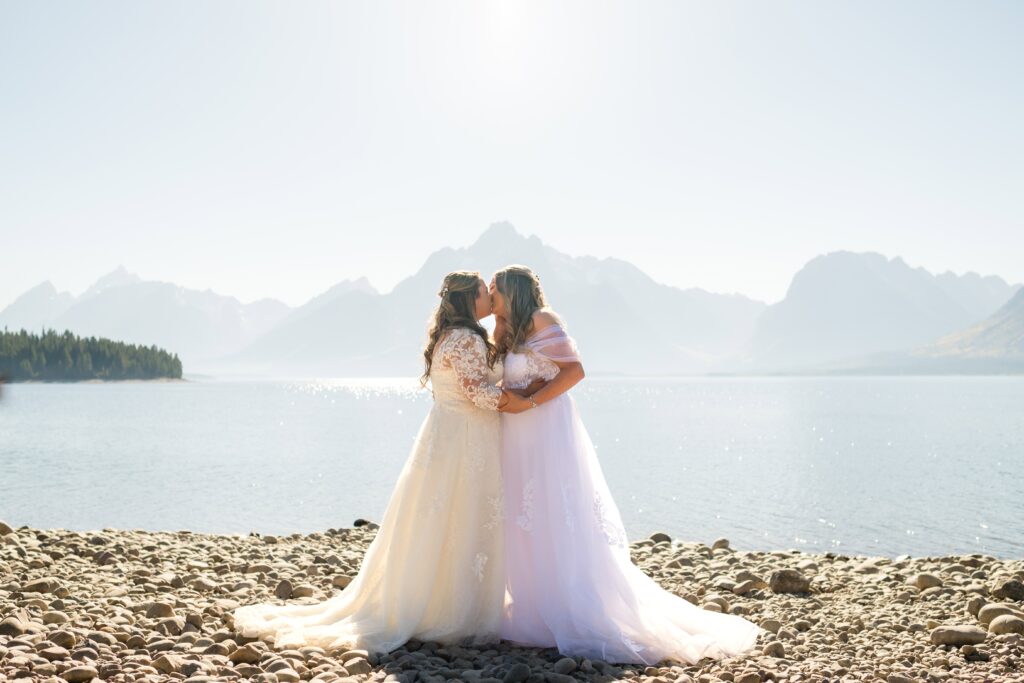 two brides first kis at grand teton national park