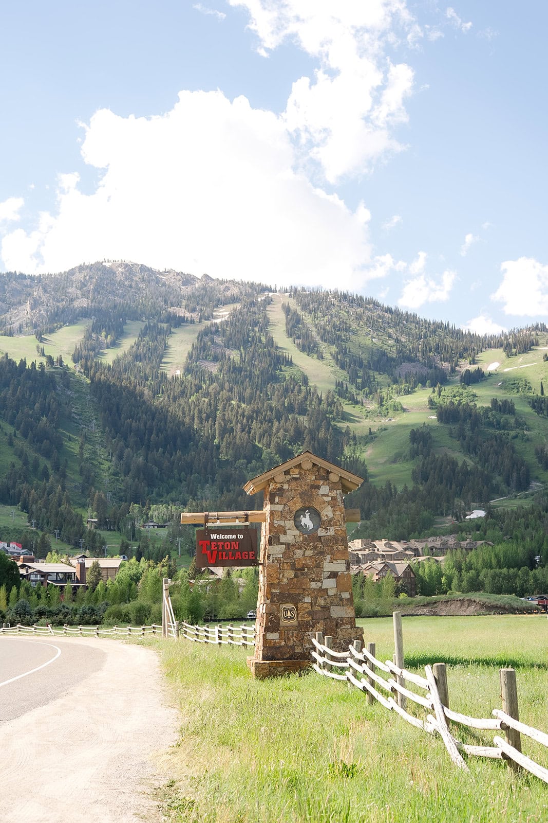 Teton Village Resort Sign overlooking Jackson Hole Mountain Resort